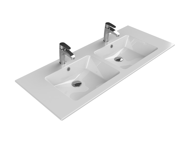 [10512016] Ibiza keramische dubbel wastafel 120 cm hoogglans wit 2016