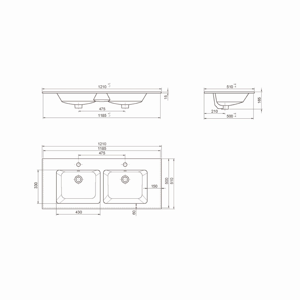 [10512016] Ibiza keramische dubbel wastafel 120 cm hoogglans wit 2017