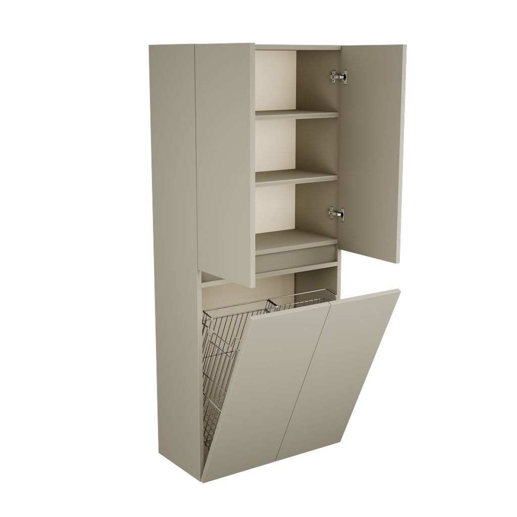 [10617188] Zeist dubbele hogekast met wasmand (Taupe) 2