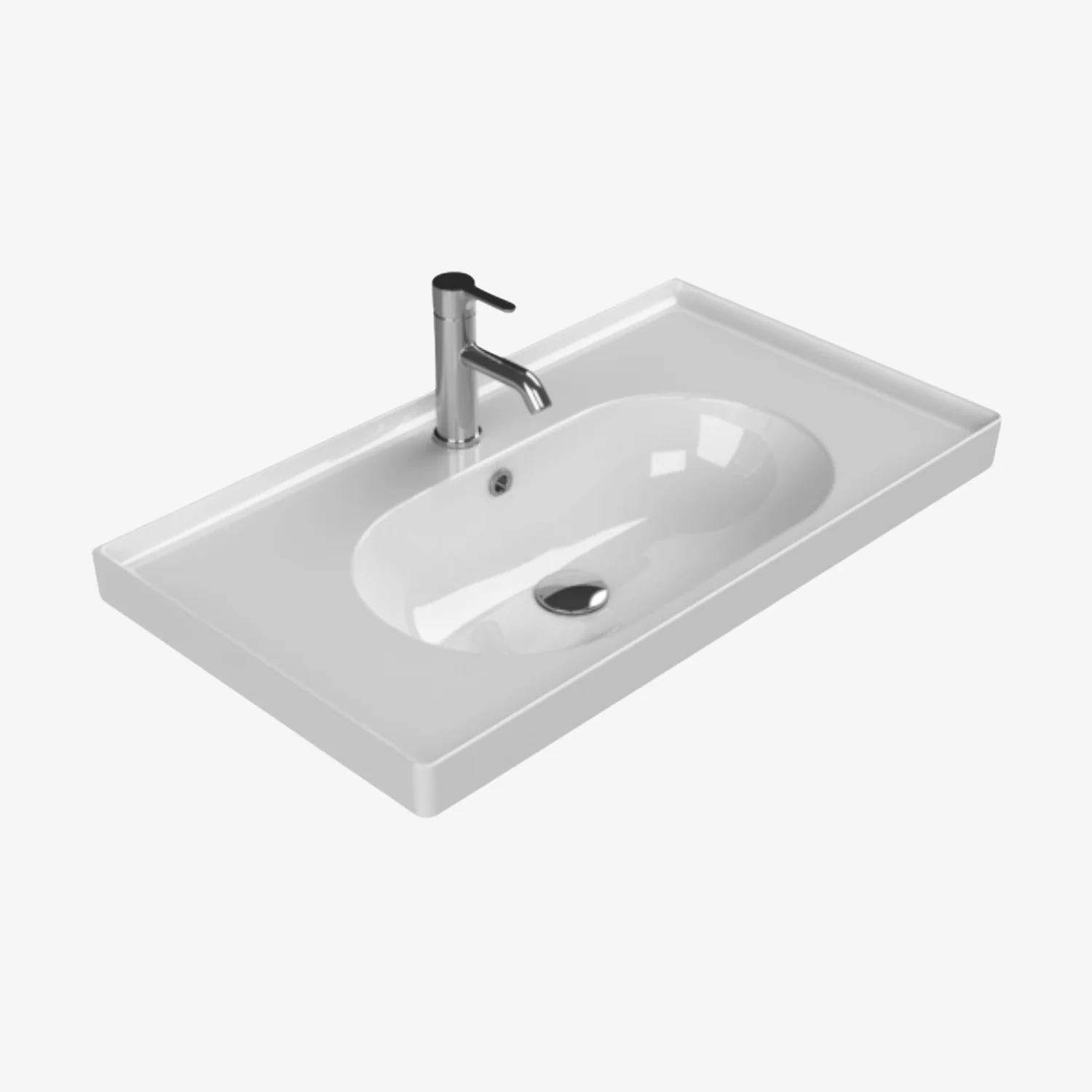 [10512301] Arya keramische wastafel (Mat zwart, 80 cm)