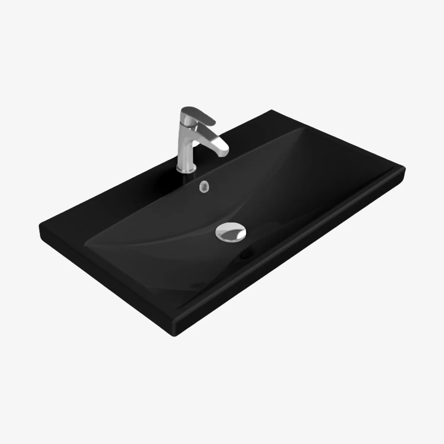 [10512029] Elite Keramische Wastafel (Mat zwart, 80 cm)